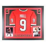 Bobby Hull Chicago Signed Framed Red Hockey Jersey BAS