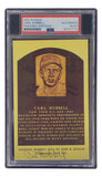 Carl Hubbell Signed 4x6 New York Giants Hall Of Fame Plaque Card PSA/DNA 85027772