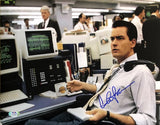 Charlie Sheen Signed 11x14 Wall Street Desk Photo PSA - Sports Integrity