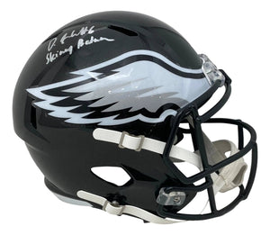 Devonta Smith Signed Eagles FS Alt Speed Replica Helmet Skinny Batman Fanatics - Sports Integrity