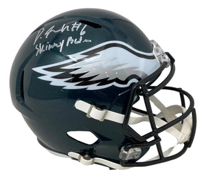 Devonta Smith Signed Eagles FS Speed Replica Helmet Skinny Batman Fanatics - Sports Integrity