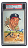 Eddie Mathews Braves Signed 4x6 Perez-Steele Postcard PSA/DNA Gem MT 10