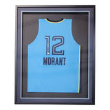 Ja Morant Memphis Signed Framed Navy Blue Basketball Jersey BAS