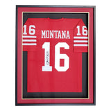 Joe Montana San Francisco Signed Framed Red Football Jersey JSA