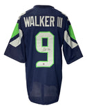 Kenneth Walker III Signed Custom Navy Pro - Style Football Jersey BAS - Sports Integrity