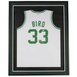 Larry Bird Boston Signed Framed Custom White Basketball Jersey JSA