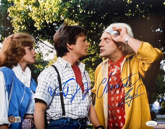 Michael J. Fox Christopher Lloyd Signed 11x14 Back to the Future Photo JSA BAS Sports Integrity