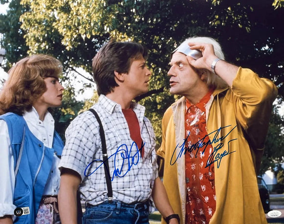 Michael J. Fox Christopher Lloyd Signed 16x20 Back to the Future Photo JSA BAS - Sports Integrity