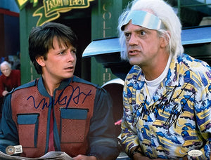 Michael J. Fox Christopher Lloyd Signed Back to the Future II 11X14 Photo JSA Sports Integrity