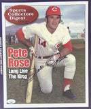 Pete Rose Signed In Black 11x14 Cincinnati Reds Sports Digest Cover Photo JSA - Sports Integrity