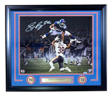 Saquon Barkley Full Signature Framed 16x20 Giants Spotlight Hurdle Photo PSA ITP