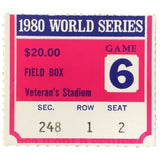 1980 World Series Game 6 Field Box Ticket Stub Phillies vs Royals - Sports Integrity