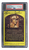 Warren Spahn Signed 4x6 Milwaukee Braves Hall Of Fame Plaque Card PSA/DNA 85027808