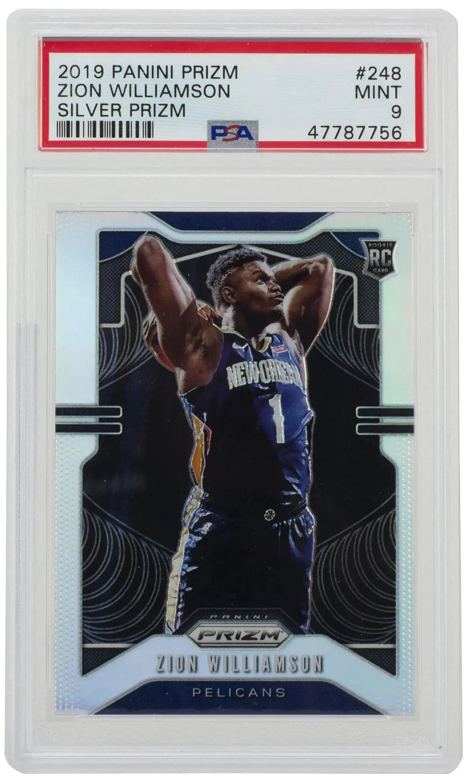 Zion Williamson 2019 Panini Prizm #248 Pelicans Silver Prizm Card