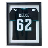 Jason Kelce Signed Framed Custom Black Football Jersey SB LII Champs PSA ITP