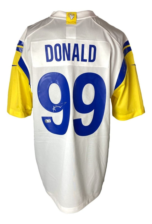 Aaron Donald Signed Los Angeles Rams White Nike Game Jersey BAS - Sports Integrity