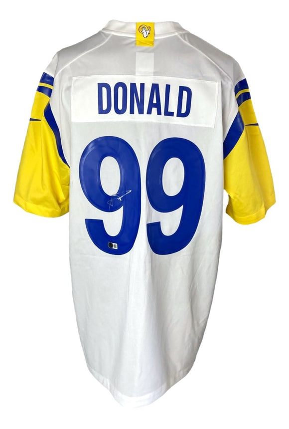 Aaron Donald Signed Los Angeles Rams White Nike Game Jersey BAS ITP - Sports Integrity