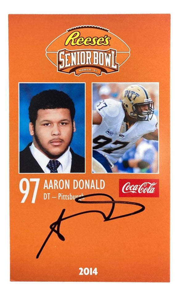 Aaron Donald Los Angeles Rams Signed 3x5 Reeses Senior Bowl Photo JSA - Sports Integrity