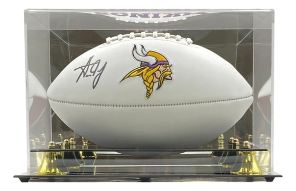 Aaron Jones Signed Minnesota Vikings Logo Football BAS w/ Case