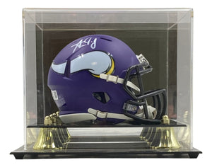 Aaron Jones Signed Minnesota Vikings Mini Speed Helmet BAS w/ Case