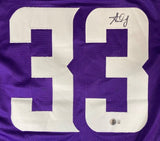 Aaron Jones Minnesota Signed Purple Football Jersey BAS ITP - Sports Integrity