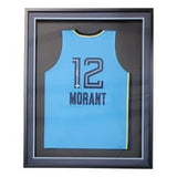 Ja Morant Memphis Signed Framed Light Blue Basketball Jersey BAS