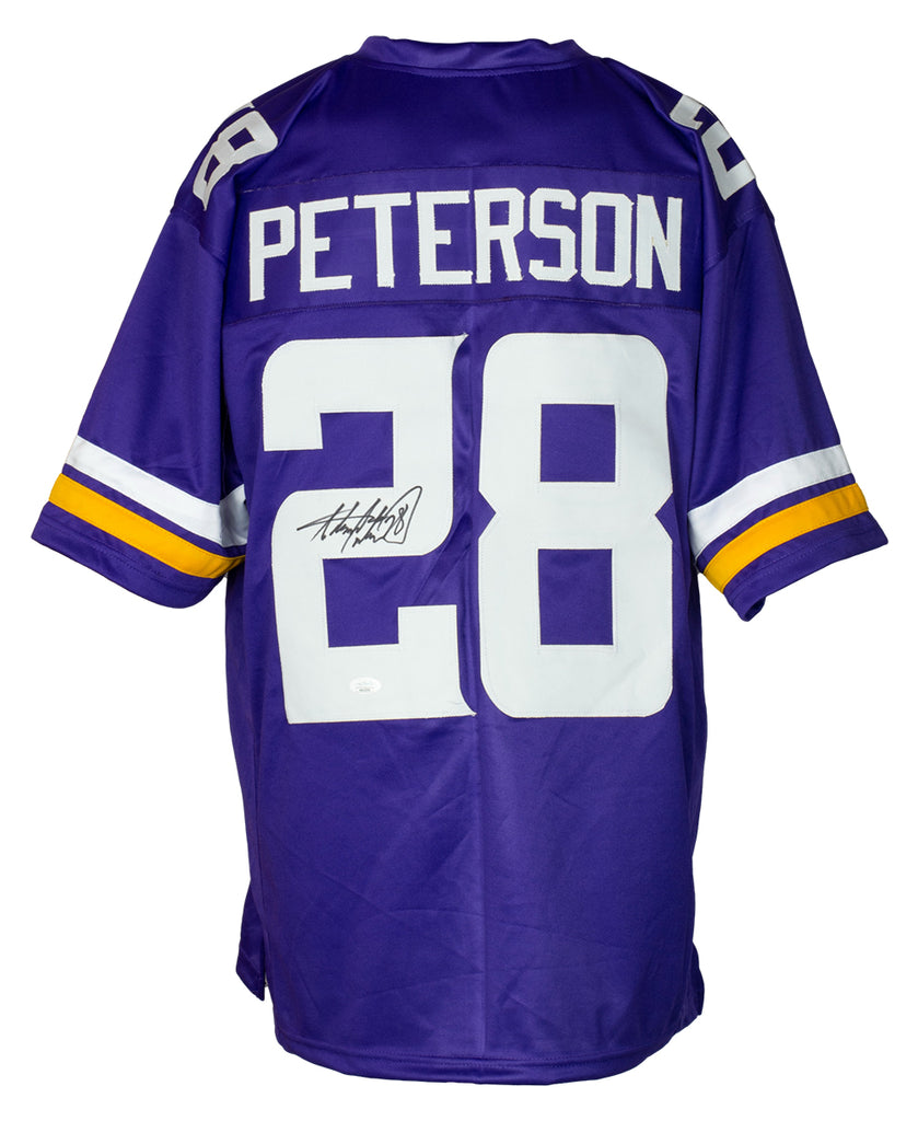 Adrian Peterson Signed Purple Pro Style Jersey w/Yellow Num