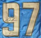 Aidan Hutchinson Detroit Signed Blue Football Jersey BAS - Sports Integrity