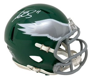 AJ Brown Signed Philadelphia Eagles Kelly Green Mini Speed Helmet BAS - Sports Integrity