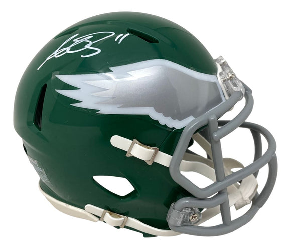 AJ Brown Signed Philadelphia Eagles Kelly Green Mini Speed Helmet BAS