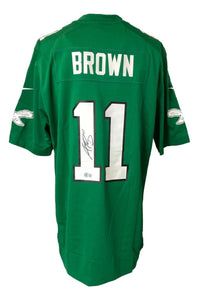 AJ Brown Signed Philadelphia Eagles Kelly Green Nike Game Replica Jersey BAS - Sports Integrity