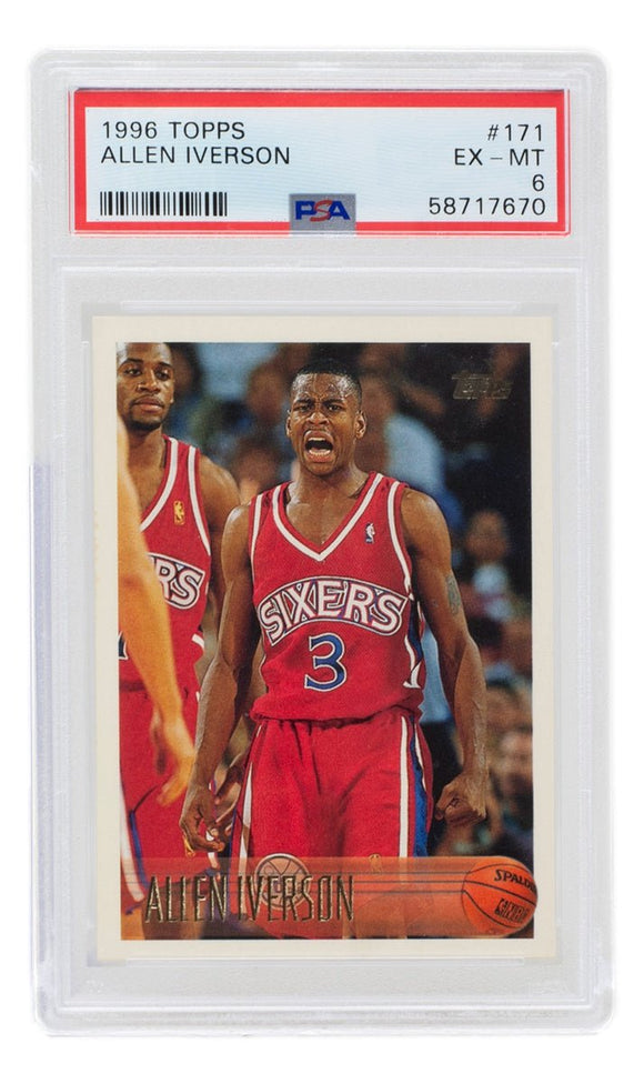 Allen Iverson 1996 Philadelphia 76ers Topps Card #171 PSA EX - MT 6 - Sports Integrity