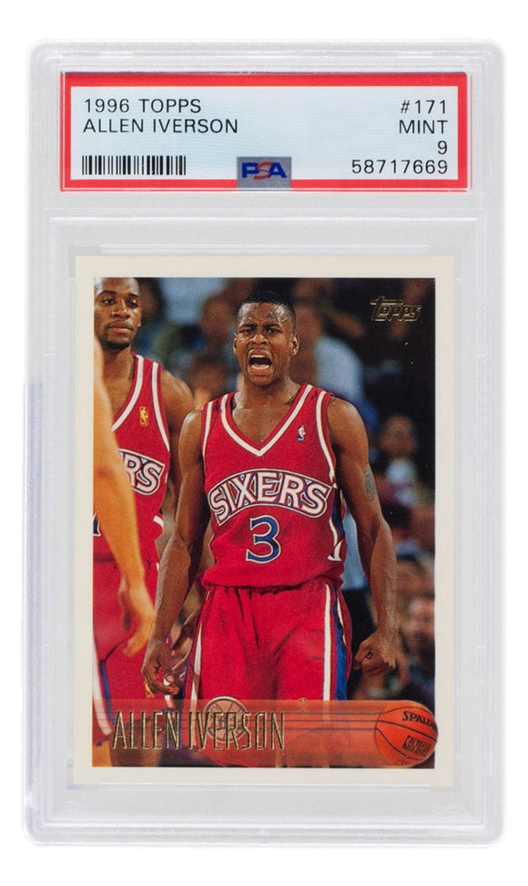 Allen Iverson 1996 Philadelphia 76ers Topps Card #171 PSA Mint 9 - Sports Integrity