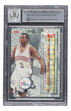 Allen Iverson Signed 1996 Metal #201 Philadelphia 76ers Rookie Card BAS Auto 10 - Sports Integrity