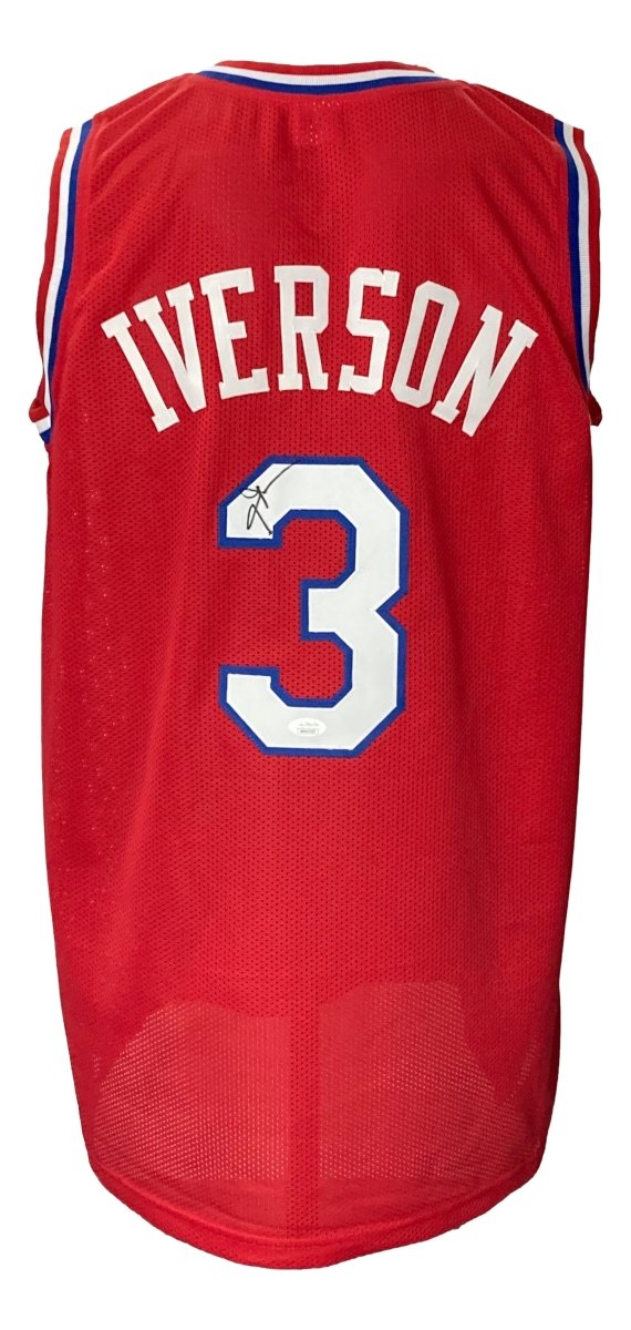 Allen Iverson Signed Custom Red Pro - Style Basketball Jersey JSA ITP - Sports Integrity