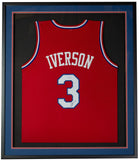 Allen Iverson Philadelphia Signed Framed Red Basketball Jersey PSA ITP - Sports Integrity