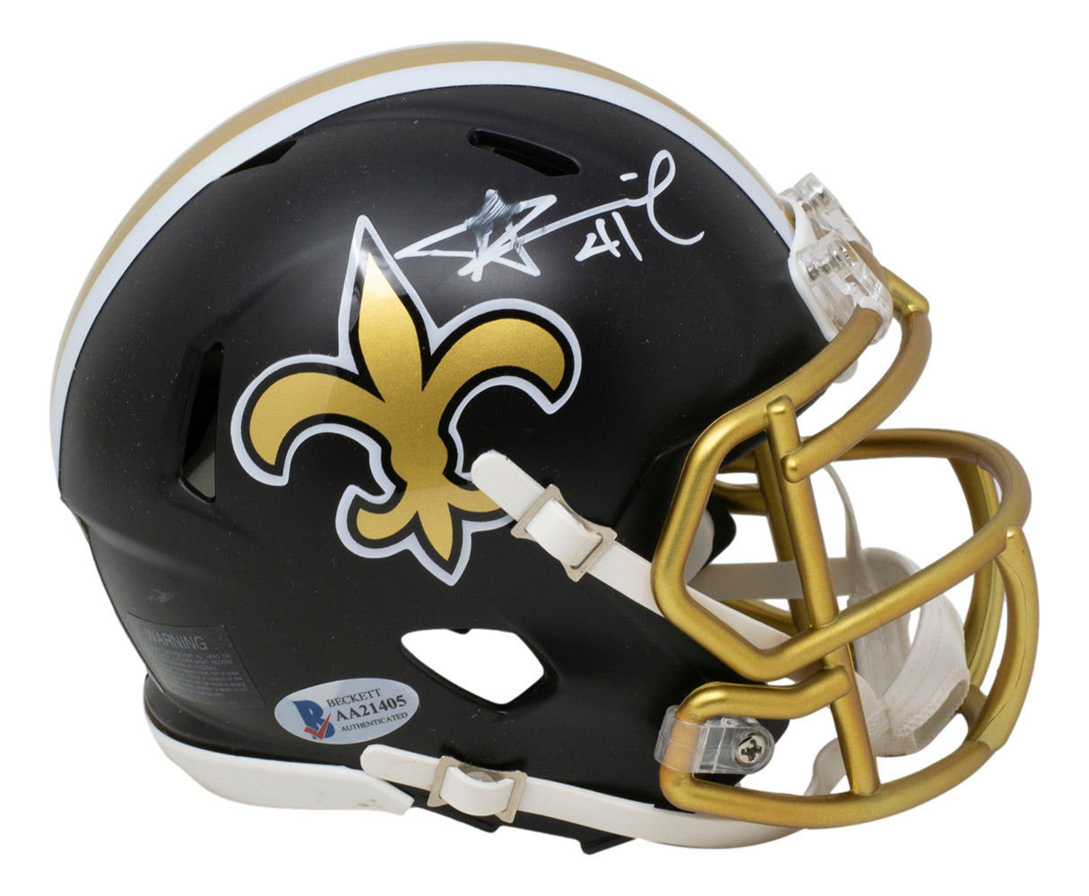 Alvin Kamara Signed Saints Mini Speed Replica Helmet BAS AA21405