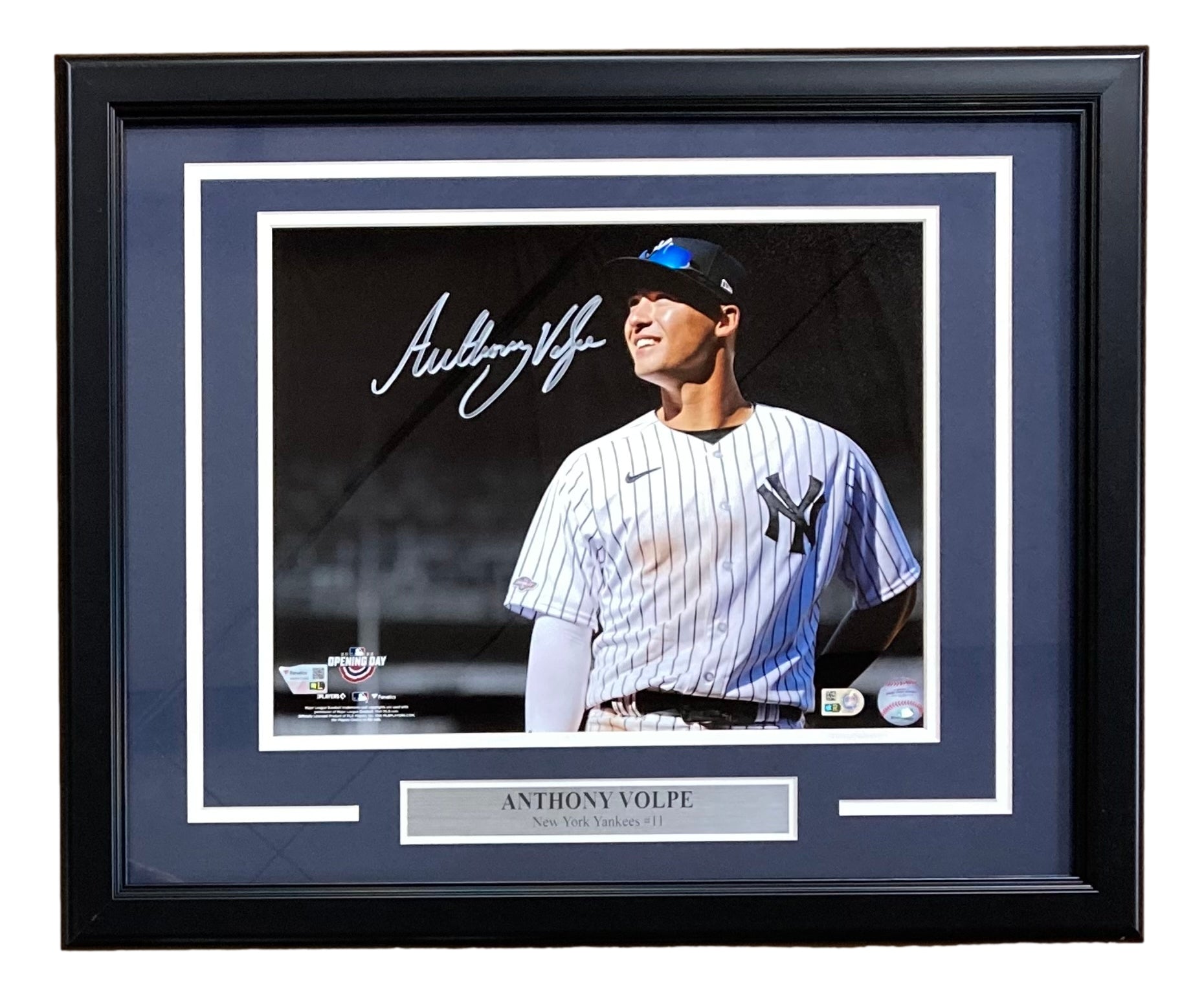 Framed Anthony Volpe New York Yankees Autographed 8 x 10 Pinstripe Jersey  Batting Stance Photograph