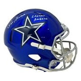 Roger Staubach Signed Cowboys FS Flash Replica Speed Helmet Captain America BAS - Sports Integrity