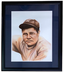 Babe Ruth Framed 15x20 New York Yankees Original Gary Longordo Print On Board - Sports Integrity