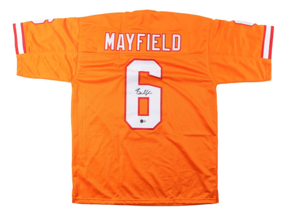 Baker Mayfield Tampa Bay Signed Orange Football Jersey BAS