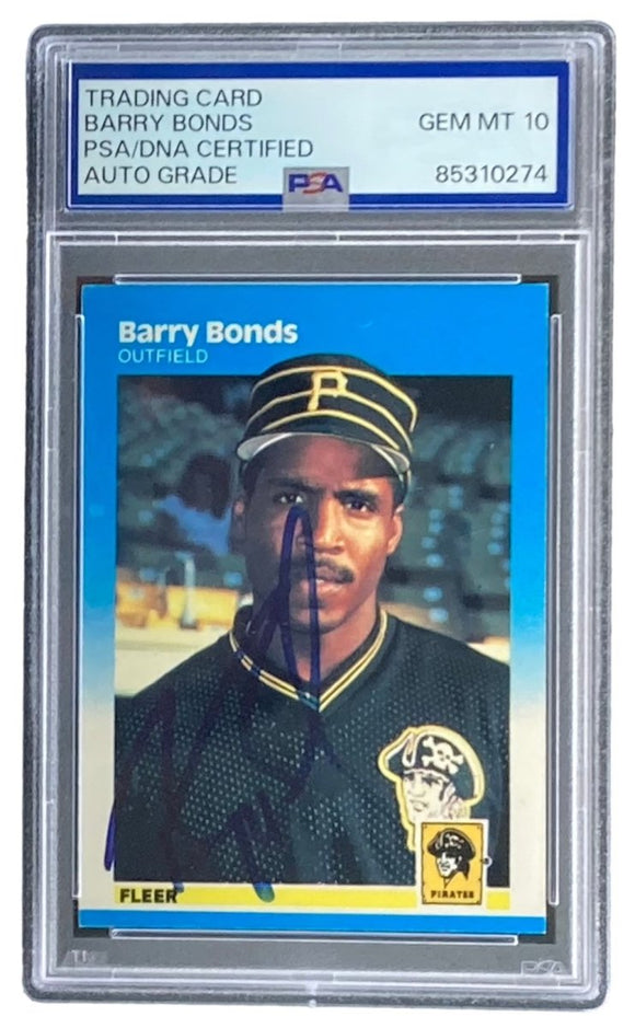 Barry Bonds Signed 1987 Fleer #604 Pirates Rookie Card PSA Auto Gem MT 10 - Sports Integrity