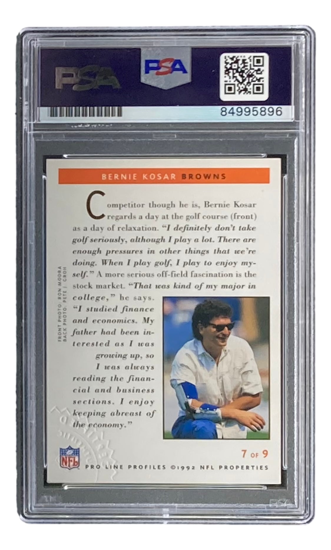 Bernie Kosar Signed Trading Card (PSA Encapsulated)