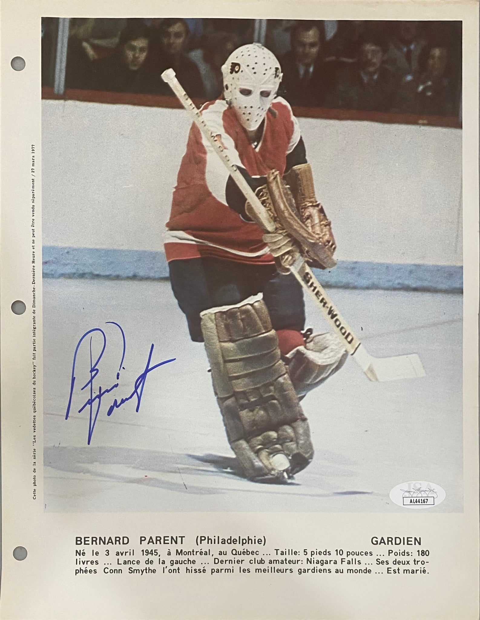 Bernie Parent Philadelphia Flyers 8x10 Photograph – Pro Am Sports