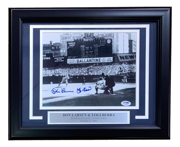 Lou Piniella Yogi Berra Signed Framed 16x20 New York Yankees Photo PSA