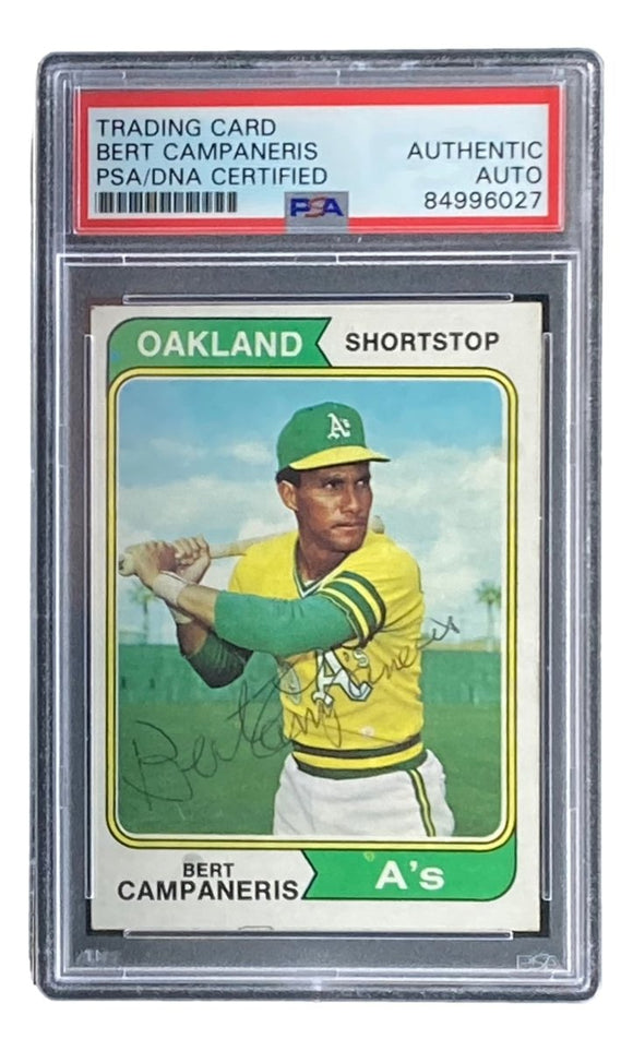 Bert Campaneris Signed Oakland A's 1974 Topps #155 Trading Card PSA/DNA - Sports Integrity