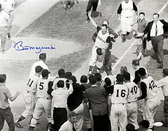 Bill Mazeroski Signed 16x20 Pittsburgh Pirates Celebration Baseball Photo JSA - Sports Integrity