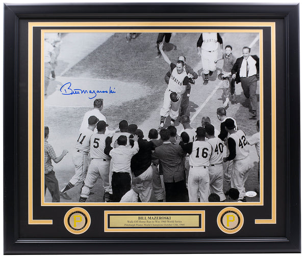 Bill Mazeroski Signed Framed 8x10 Pirates World Series Celebration