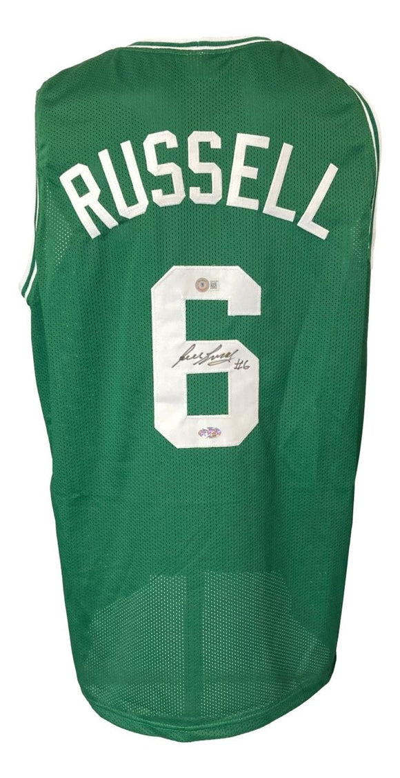 Bill Russell Boston Signed Green Basketball Jersey BAS LOA - Sports Integrity