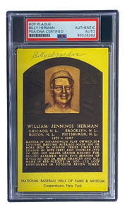 Billy Herman Signed 4x6 Chicago Cubs HOF Plaque Card PSA/DNA 85026262 - Sports Integrity